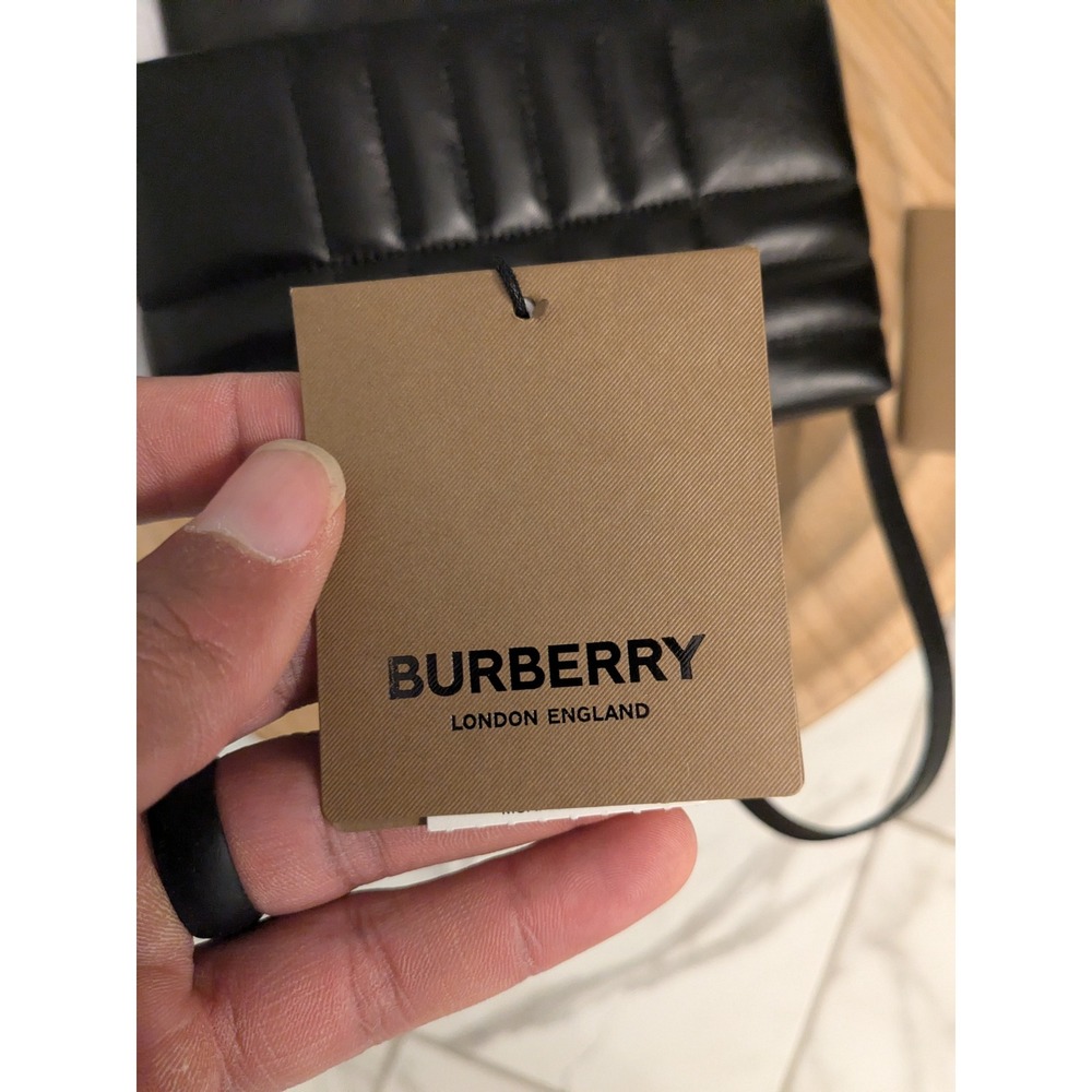NWOT $1550 Burberry Lola Mini Quilted Leather Crossbody Bag Gold Logo Black Read - Picture 11 of 16